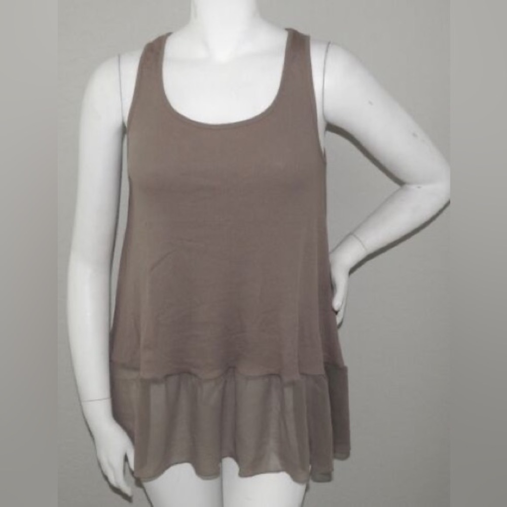 Umgee Cami Tank Top Ruffle Hem Extender In Mocha Brown